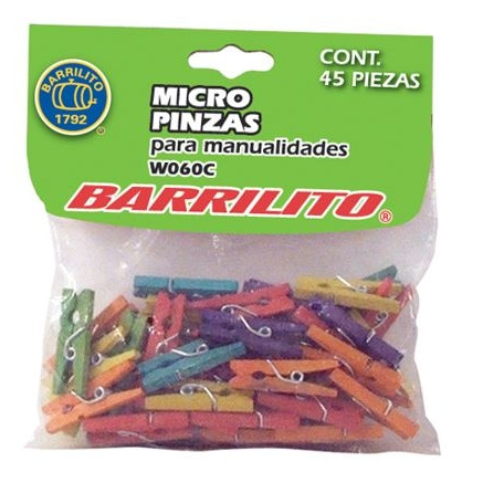 Micro Pinzas Barrilito Color 45pz